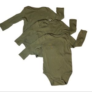Lot of 3 Primary Olive Long sleeve Onsie